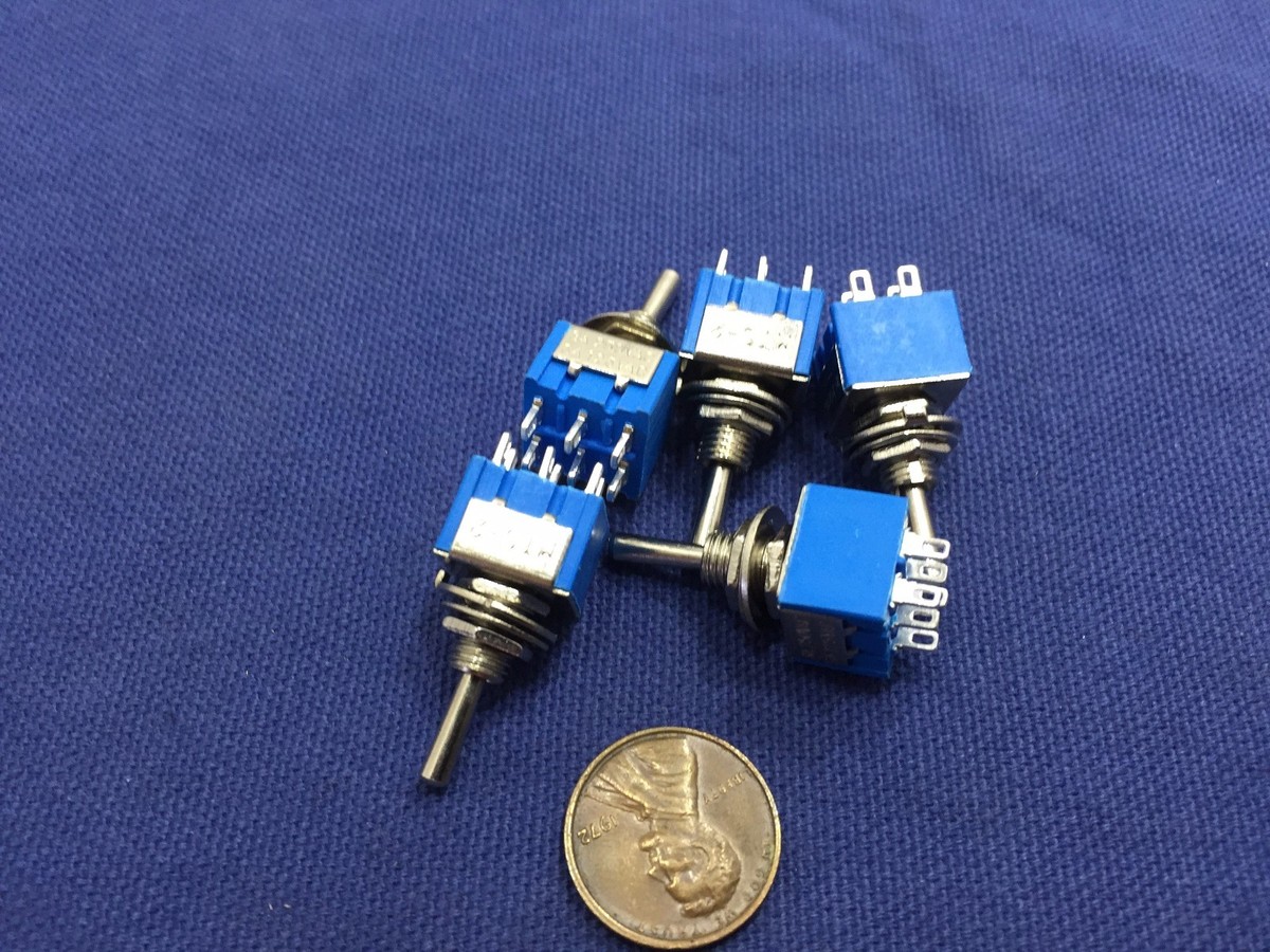5 Pieces Blue (On) Off (On) Momentary Mini Toggle Switch 1/4 3A