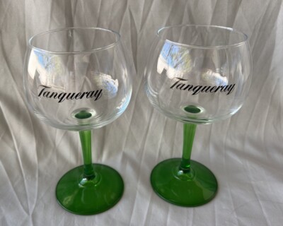2 Tanqueray Gin Green Long Stem Copa Glass.