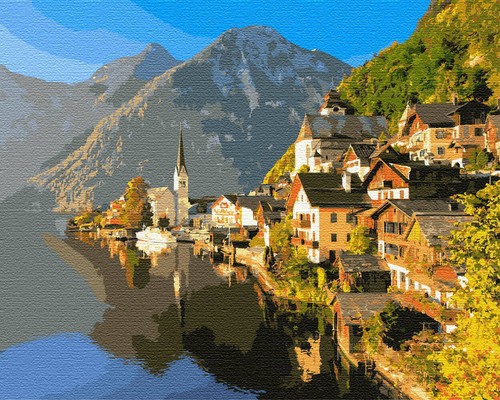 Pintura por números ciudad con marco de madera en Austria - Imagen 2 de 12