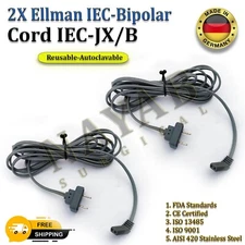 2X Ellman IEC-Bipolar Cord IEC-JX/B Silicone Wire Reusable CE Certified