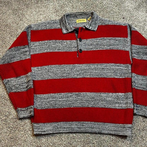 Vintage St. John’s Bay striped chunky knit collared sweater medium