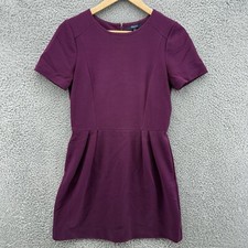 Madewell Purple Plum Stretch Short Sleeve Pleated A-Line Midi Dress Size 6