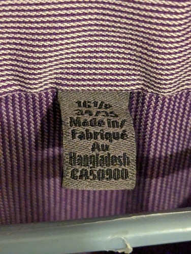 Calvin Klein Purple 15.5 34/35 (XL) Long Sleeve 100% Cotton Men's Dress Shirt - Picture 3 of 7