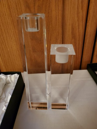 Vintage Signed 10" & 6" Cut Crystal Oleg Cassini Candle Holders ~ VGC - Picture 3 of 10