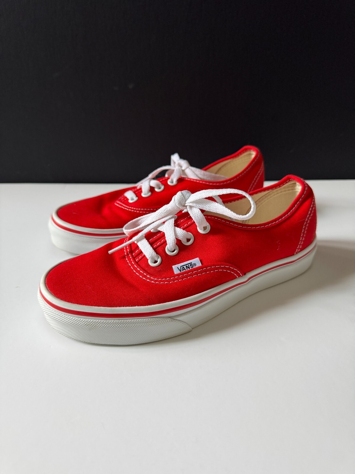 Vans Authentic Red Canvas Sneakers Womens Size 6 Mens 4.5