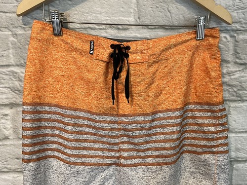 Pantalones cortos de tabla a rayas Hurley para hombre naranja gris naranja baúles de baño talla 30 - Imagen 2 de 5