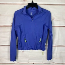 Layer 8 Top Womens XS Purple 1/4 Zip Pullover Crop Pocket Long Sleeve Quick Dry