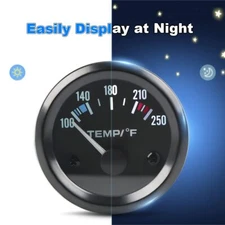 2" 52mm  Water Temperature Gauge with LED Backlight 12V Water Thermometer Meter