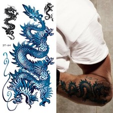 Supperb  Temporary Tattoos - Two Blue Dragons Set of 2