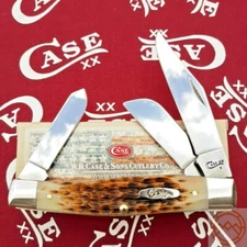 Case XX Jumbo Stockman Pocket Knife Carbon Steel Blades Amber Jigged Bone Handle