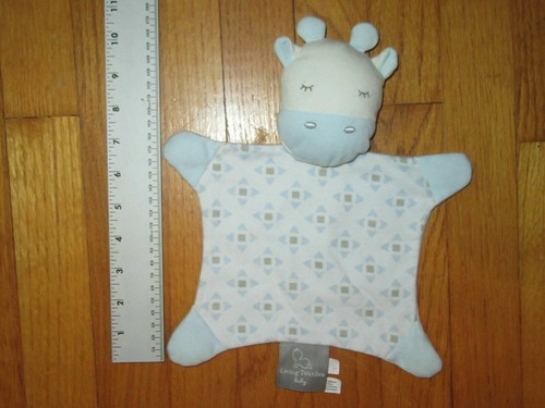 HTF Living Textiles Baby Blue Giraffe Rattle Security Blanket/Lovey - Picture 3 of 5