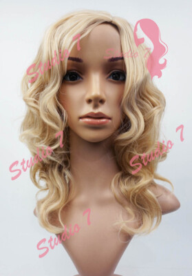 W99 Honigblond Mix Wellig Strand Wellen Damen Perücke Haut Top 