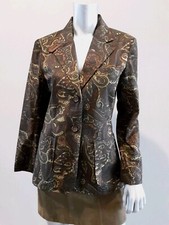 CAMBRIDGE DRY GOODS-VTG Paisley Brown Tan Jacket Equestrian Quiet Luxury Sz 8