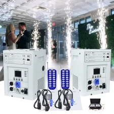 2X Cold Spark Machine DMX512 Spark Firework Machine with Flight Case White