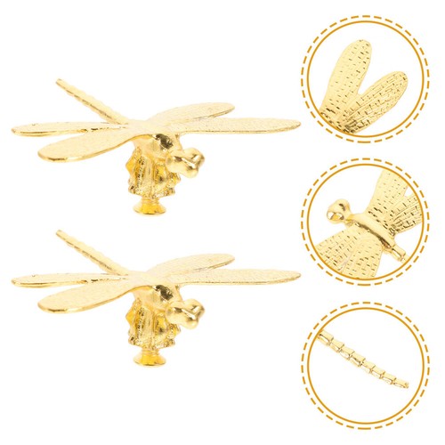 2PCS Knobs Brass Dragonfly Ornament Drawers Knob Vintage Decor Kitchen Cabinets - Bild 7 von 11