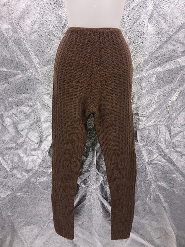 Homemade Knitted/Crocheted Brown Thick Winter Long Pants Rare Size M? - Picture 2 of 7