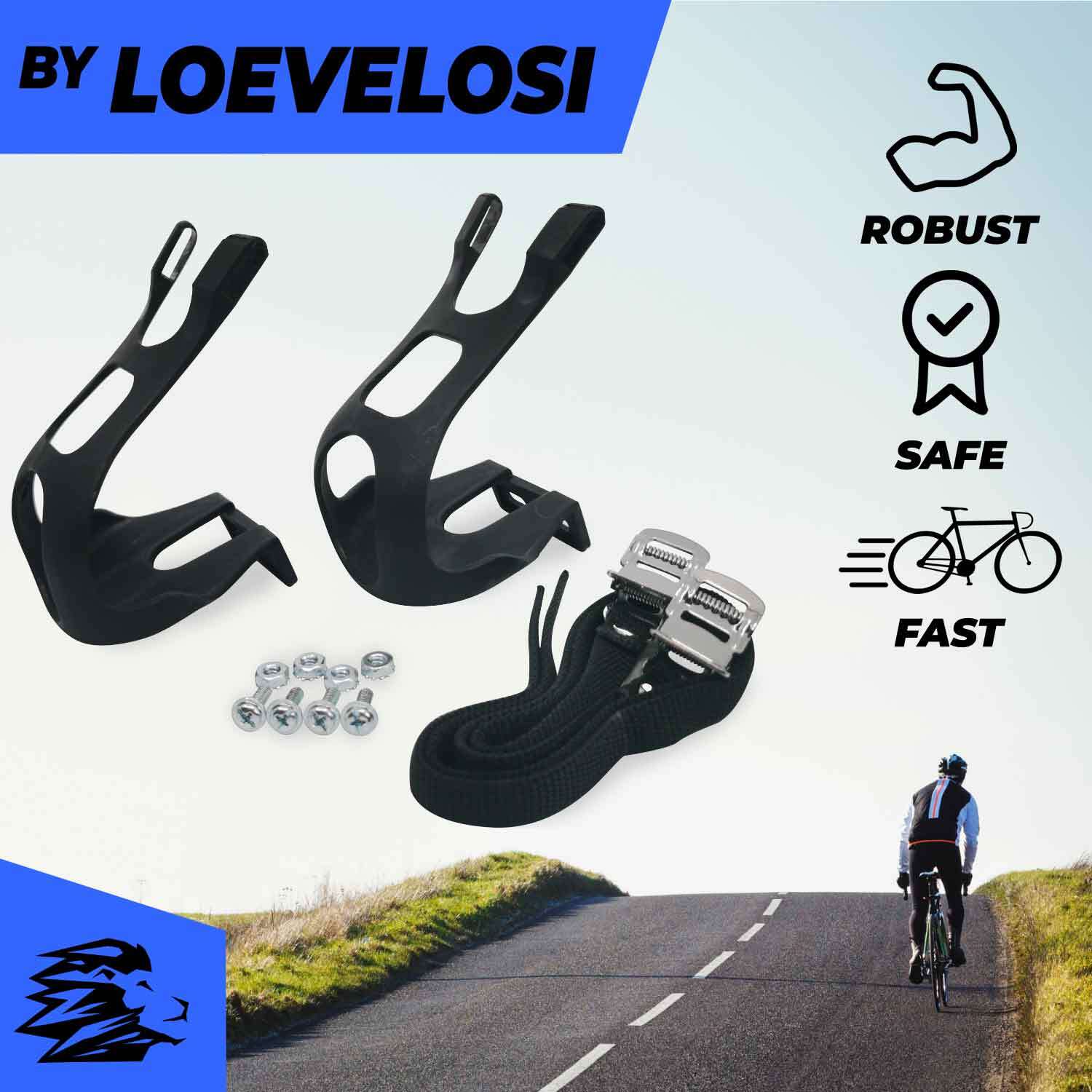 Fahrrad Pedal Schlaufen und Riemen Pedalhaken Set für Rennrad und Single Speed