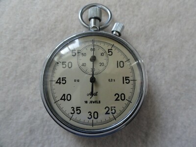 Vintage Russian 16 Jewels Agat Mechanical Wind Up Stopwatch