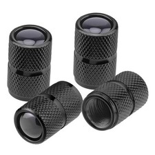 Universal Tire Valve Stem Caps, 4pcs Aluminum Tire Valve Cap Set, Solid-Black