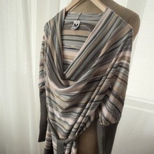 M Missoni Striped Belted Cowl Neck Knit Tunic...
