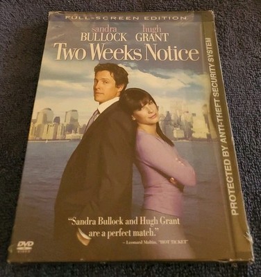 Two Weeks Notice (DVD, 2003, Full Screen)  NEW  -Hugh Grant Sandra Bullock