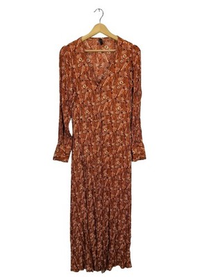 YAS Langarmkleid Damen Kleid Gr. DE 36 hellorange-schwarz Casual-Look
