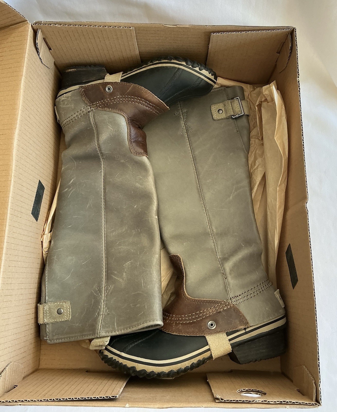 Sorel Slimpack Tall Boots Women's 6 Gray Equestrian Riding Rain Waterproof RARE image 3