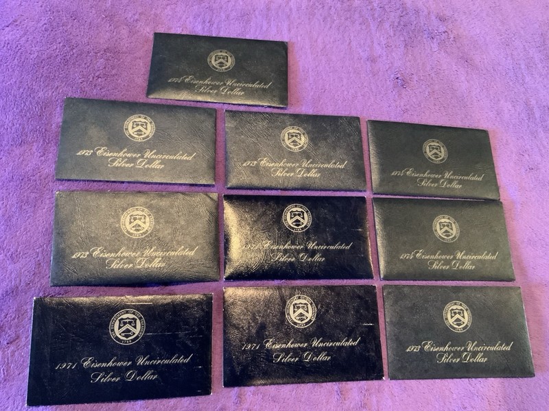 (10) Eisenhower Uncirculated Silver Dollars 1970s