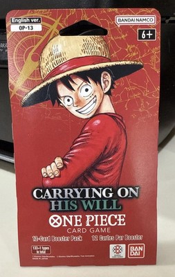 1x One Piece Sleeved Booster Blister Pack TCG Carrying on his Will OP13 ENGLISCH