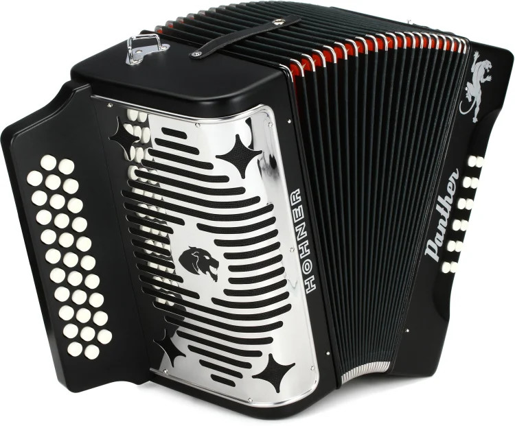 Hohner Panther Diatonic Accordion - Keys of F/Bb/Eb - Black