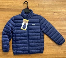 NEW Eddie Bauer Youth Down Packable Jacket 650 Navy Blue Sz. M 7/8 Lightweight  