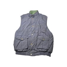 Vintage Reversible Canvas Puffer Vest Green Blue Workwear Utility 80s 90s Faded