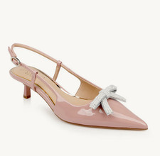 Badgley Mischka Jewel Krystia Pearled Bow Slingback Kitten Pump  Sz 9  130 13