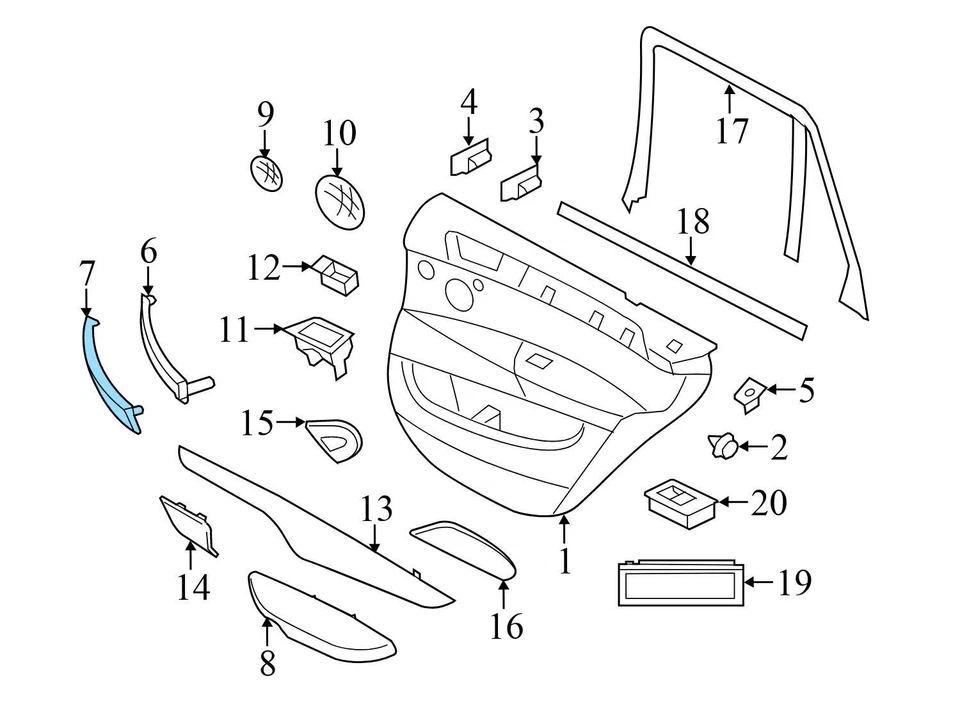 BMW X6 2015-2019 - Manija del panel de la puerta derecha / moldura de tracción 7345930 Foto 3 de 4