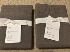 2 POTTERY BARN Belgian Flax Linen Shams EURO Size Potterybarn Sham CAFE NOIR