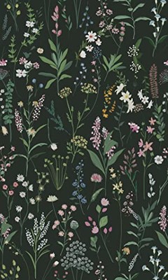 Rose Floral Drawer Liner Peel and Stick 17.4''W x 118''L Dark Green Floral