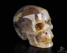 2.0" Premium Brazilian Agate Hand Carved Crystal Skull, Realistic, Healing