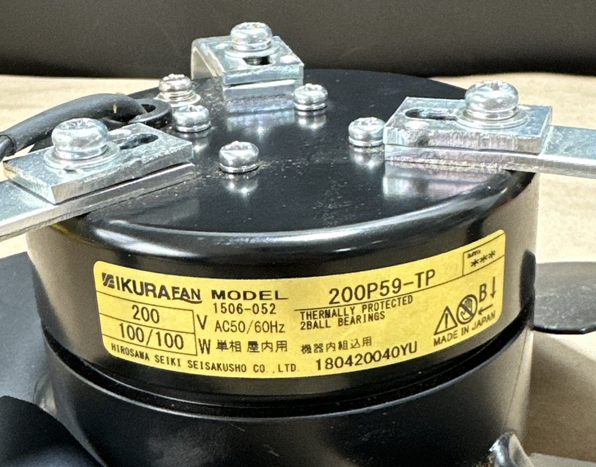 NEW NO BOX SURPLUS- Ikura Fan 200P59-TP Thermally Protected 200V