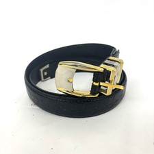 Versace Black Leather Greek Key Belt Gold Buckle Medusa Style Italy Luxury Belt
