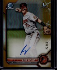 2022 Bowman Chrome #CPA-GC Greg Cullen Prospect Autograph Gold #/50