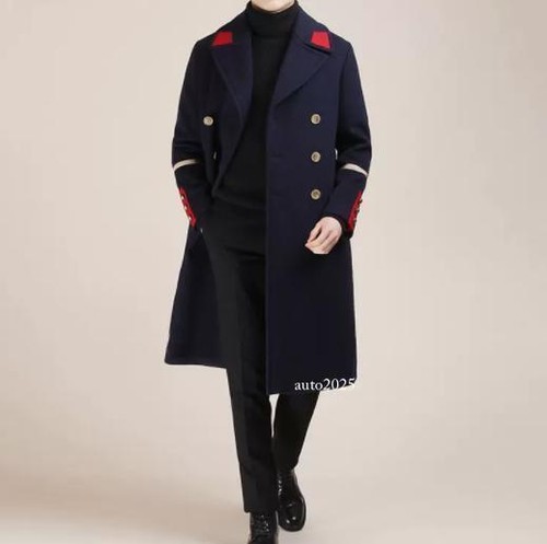 Men's Fashion Lapel Double Breasted Trench Coat Jacket Outwear Overcoat - Picture 5 of 13
