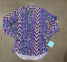 Vintage Wrangler Western Shirt Medium 15-15 Purple Aztec 90s