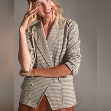 Maeve Anthropologie CollegiateKnit Houndstooth Soft Blazer Large