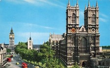 Westminster Abbey and Big Ben London Postcard c1961 (J327)