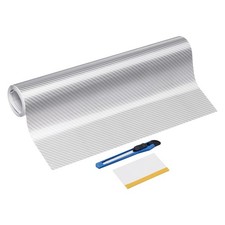 1 Set 6D Carbon Fiber Vinyl Wrap 11.8" x 7ft Self-Adhesive with Scraper, Silver