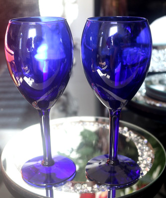 2 X VINTAGE LIBBEY KOBALTBLAU WEINKELCHE/GLÄSER 8 ZOLL HOCH (VERFÜGBAR 6)