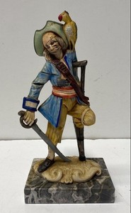Vintage Pirate Figurine Depose Italy 7 Inch Resin on Carrara Marble Base
