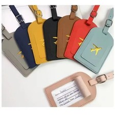 Leather Luggage Tags Suitcase ID Card Name Label Baggage Holiday Travel Address