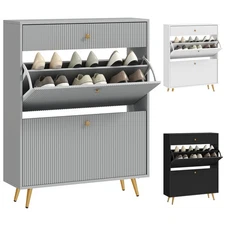 HOMCOM Shoe Storage Cabinet w/ 2 Flip Drawers for 12 Pairs of Shoes