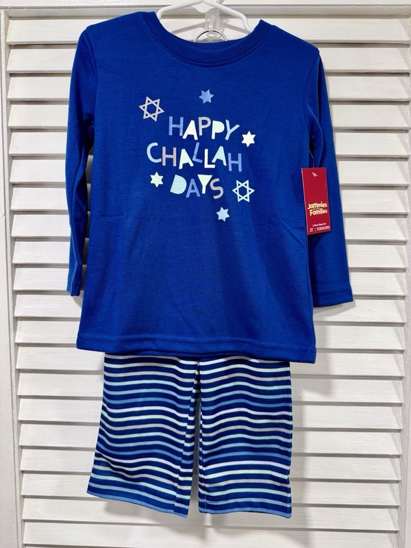 Holiday Happy Challah Days Hanukkah 2 Piece Kid's Toddler Long Sleeve Pajamas 2T